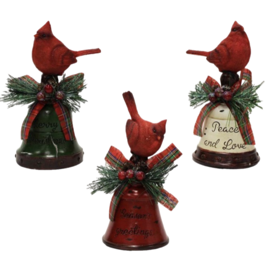 Assorted Cardinal On Bell Figurine, INDIVIDUALLY SOLD