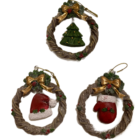 Assorted Wreath Ornament, INDIVIDUALLY SOLD