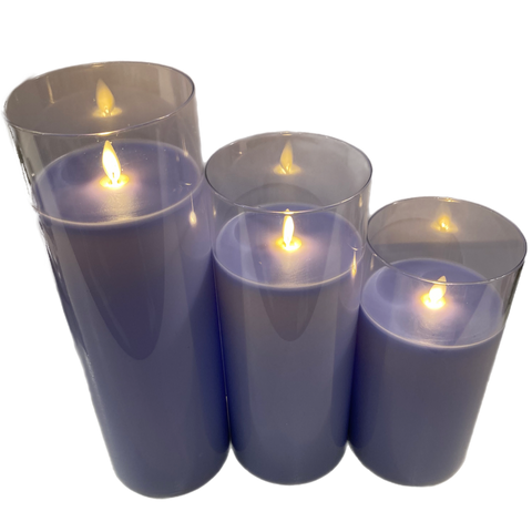 Assorted Wide Pillar Flameless Candle: Lavender, INDIVIDUALLY SOLD