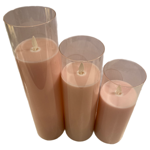 Assorted Slim Pillar Flameless Candle: Pink, INDIVIDUALLY SOLD