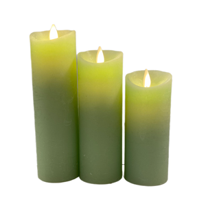 Assorted Slim Pillar Flameless Candle: Green, INDIVIDUALLY SOLD