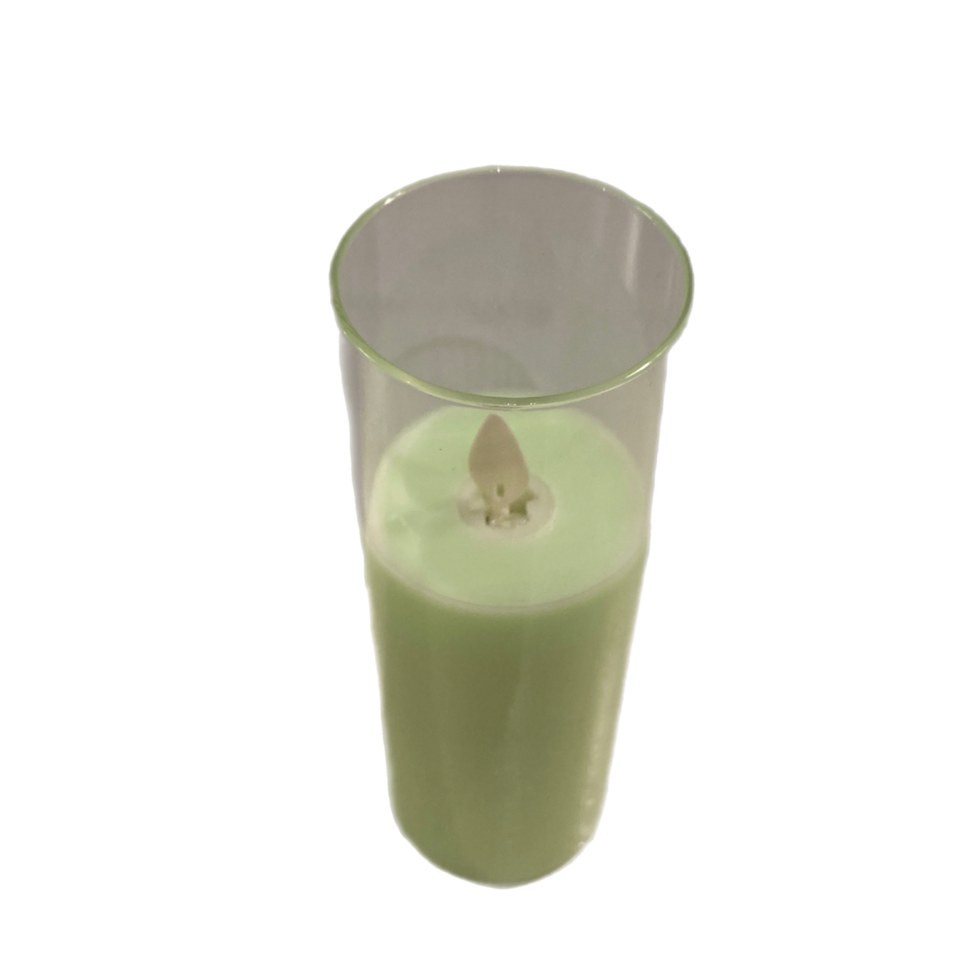 6" X 2" Slim Pillar Flameless Candle: Green