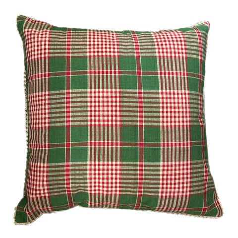 April Cornell Holly Plaid Pillow, Green