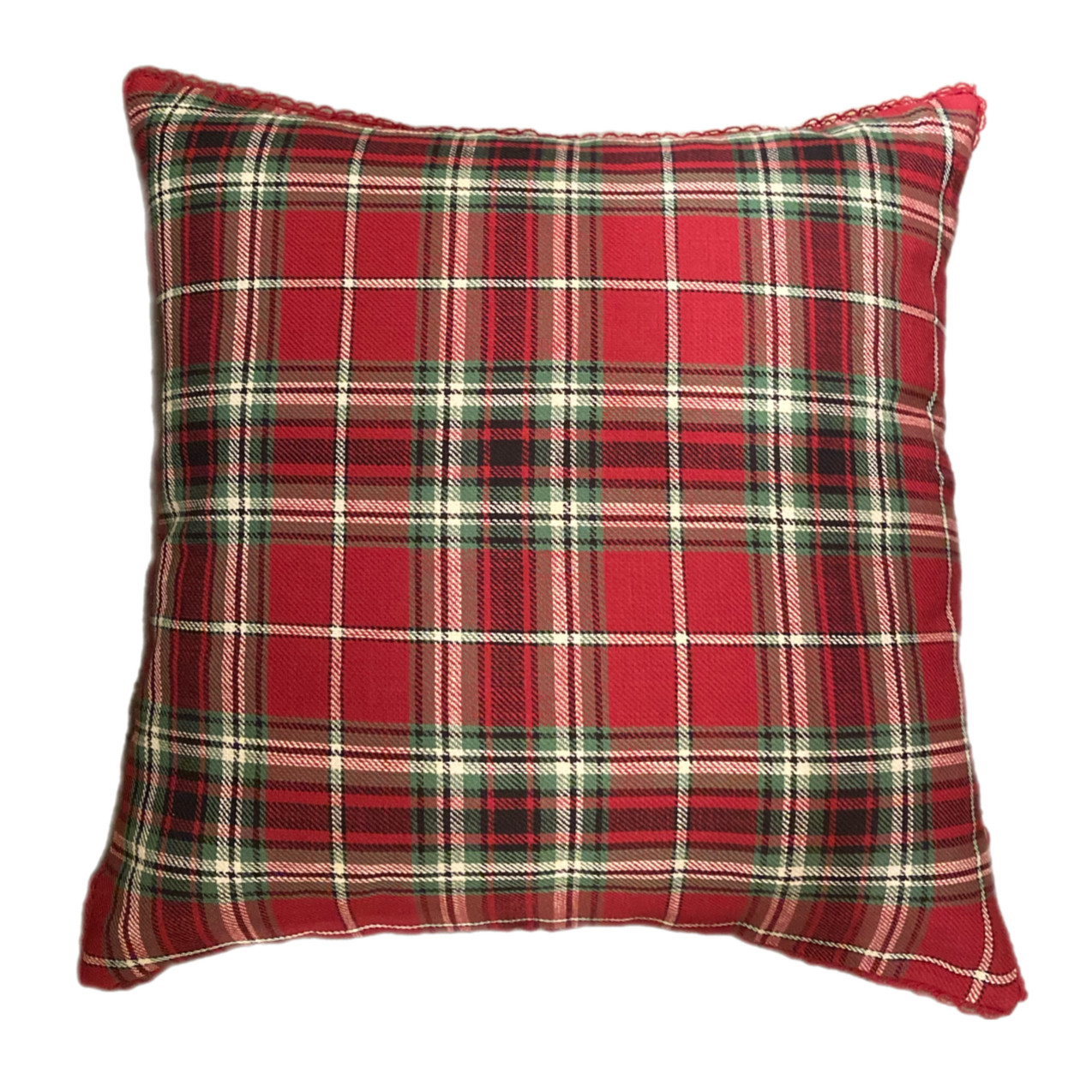 April Cornell Holly Plaid Pillow, Red