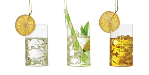Assorted Cocktail In Low Ball Glass Ornament, INDIVIDUALLY SOLD