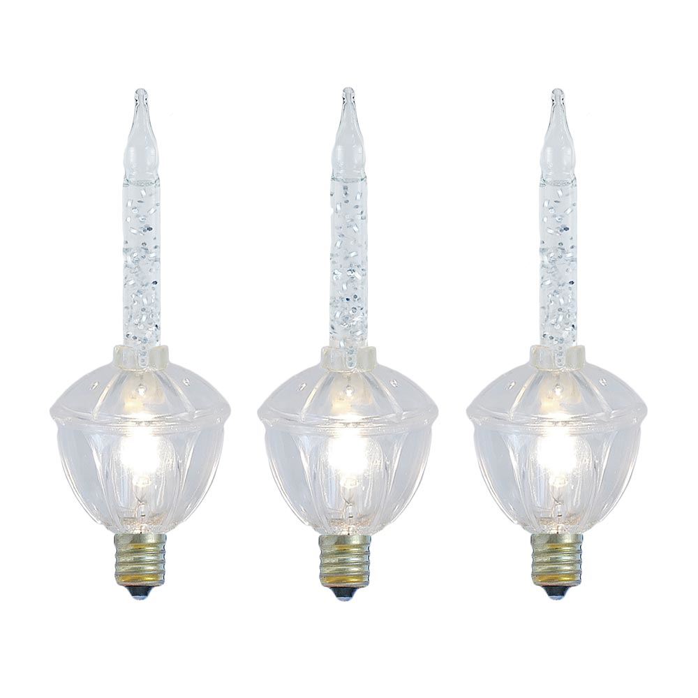 Replacement Clear Silver Glitter Bubble Lights, Set Of 3