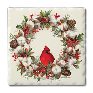 Cardinal Wreath Coaster Set Of 4