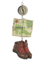 Hiking Boots And Map Ornament
