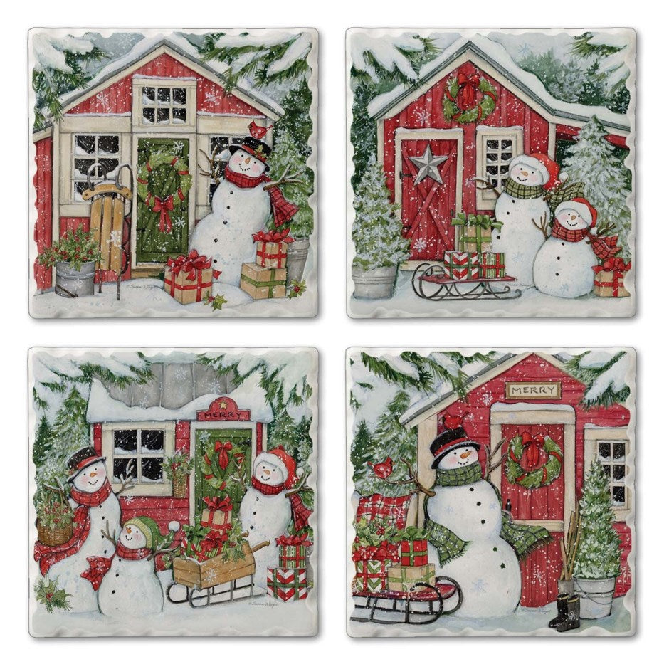 Assorted Snowman's Farm Coaster Set Of 4