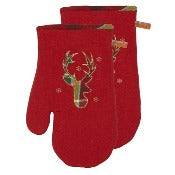 Reindeer Plaid Oven Mitt, Set Of 2