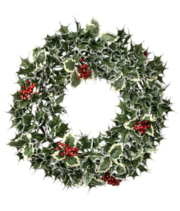22" Frosted Edge Holly Wreath