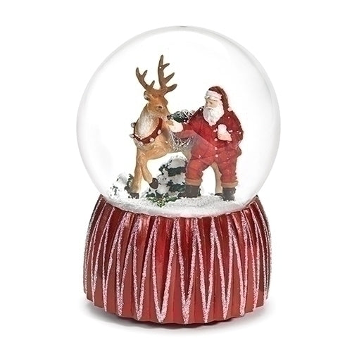Santa And Reindeer Snowglobe
