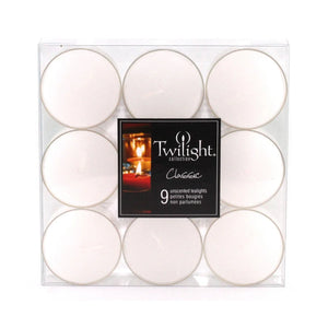 Set Of 9 Tealight Candles: White