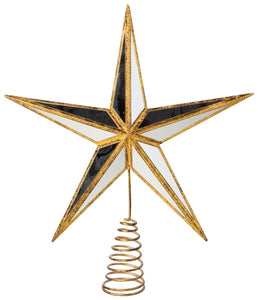12" 5 Point Non Lit Gold Mirrored Star Tree Topper