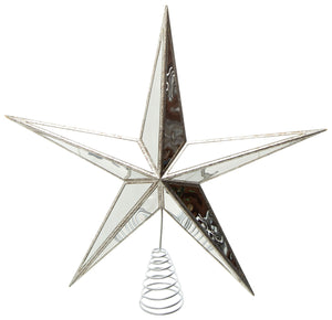 15.5" 5 Point Non Lit Silver Mirrored Star Tree Topper