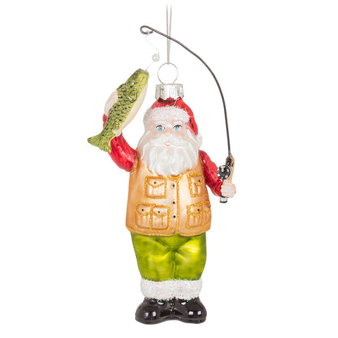 Santa Fishing Ornament