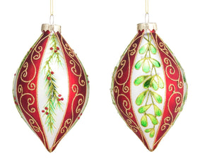 Assorted Holly And Mistletoe Teardrop Ornament, INDIVIDUALLY SOLD
