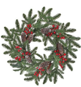 24" Noble Fir Pinecone Wreath