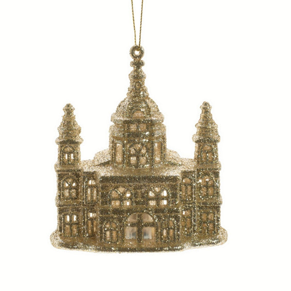 Gold Glitter Church Ornament