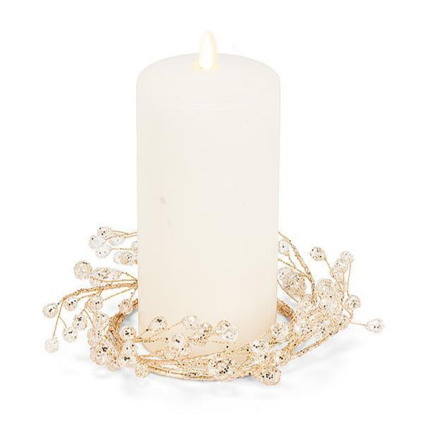 6" Gold Berry Pillar Candle Ring