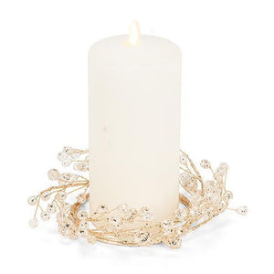 6" Gold Berry Pillar Candle Ring