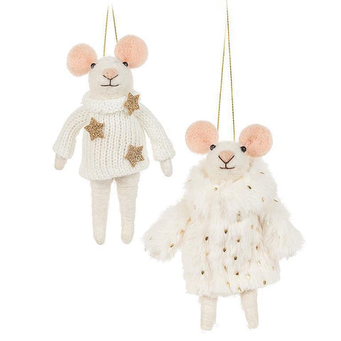 Assorted White Mouse Ornament, INDIVIDUALLY SOLD
