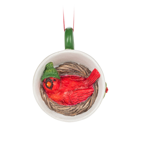 Cardinal In Teacup Ornament