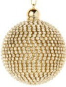 1.5" Small Beaded Gold Ball Ornament