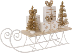 5.5" Gold Sleigh With Gifts Figurine