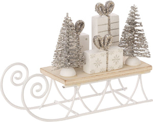 4.25" Silver Sleigh With Gifts Figurine