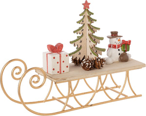 5.5" Natural Sleigh With Gifts Figurine