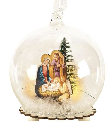 Holy Family Glass Ball Ornament