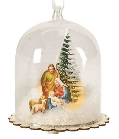 Holy Family Glass Dome Ornament