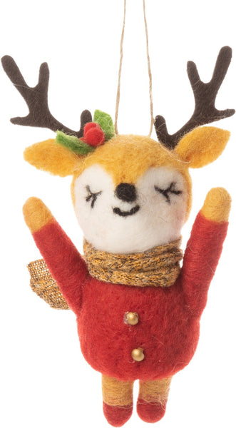 Reindeer In Jacket Ornament