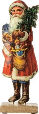 11" Tall Santa With Tree Cut Out Figurine