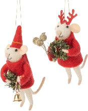 Assorted Christmas Mouse Ornament, INDIVIDUALLY SOLD