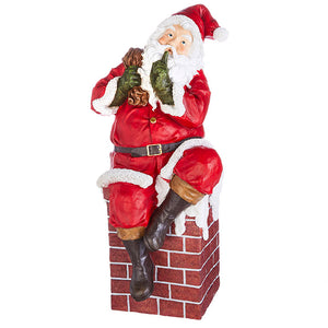 3' Santa In Chimney Figurine
