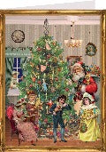 Individual Santa With Children Paper Advent Calendar Christmas Card
