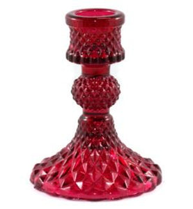 Depression Glass Taper Candle Holder: SMALL RED