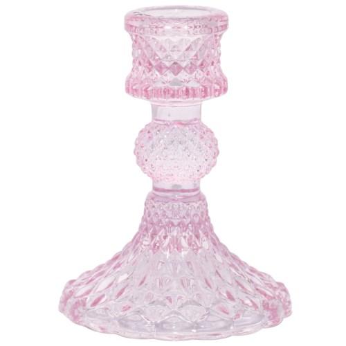Depression Glass Taper Candle Holder: SMALL PINK