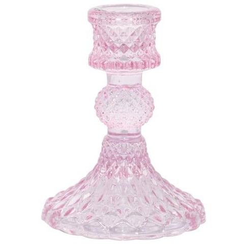 Depression Glass Taper Candle Holder: SMALL PINK