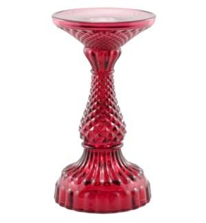 Depression Glass Pillar Candle Holder: SMALL RED
