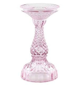 Depression Glass Pillar Candle Holder: SMALL PINK