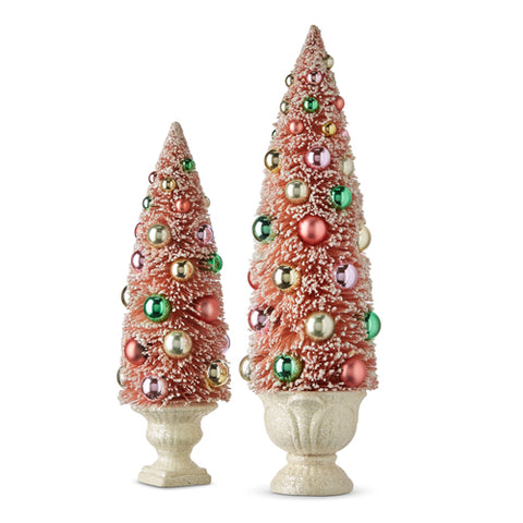 Assorted Pink Bottle Brush Tree In Urn Figurine, INDIVIDUALLY SOLD