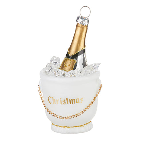 Champagne Bottle In  White Bucket Ornament