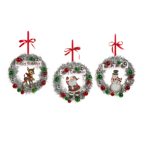 Assorted Post Card Wreath Ornament, INDIVIDUALLY SOLD