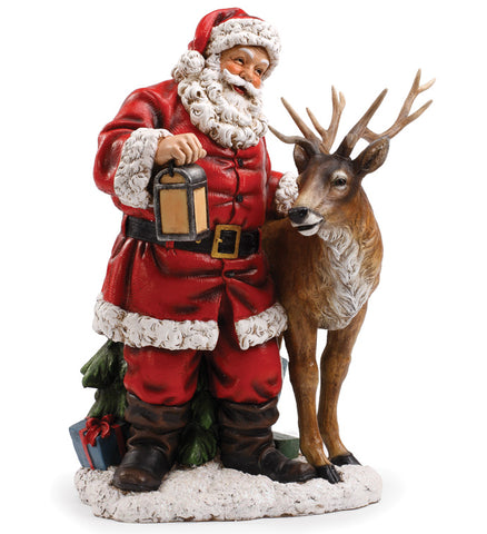 2.5' Santa And Reindeer Figurine