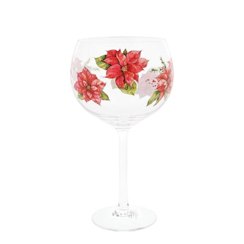 Poinsettia Wine Glass