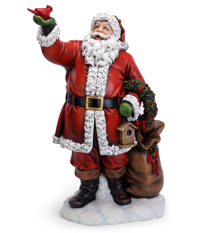 2.5' Santa Holding Cardinal Figurine