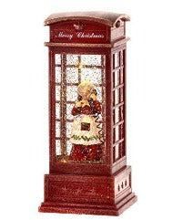 10" Mrs. Claus In Phone Booth Glitterdome